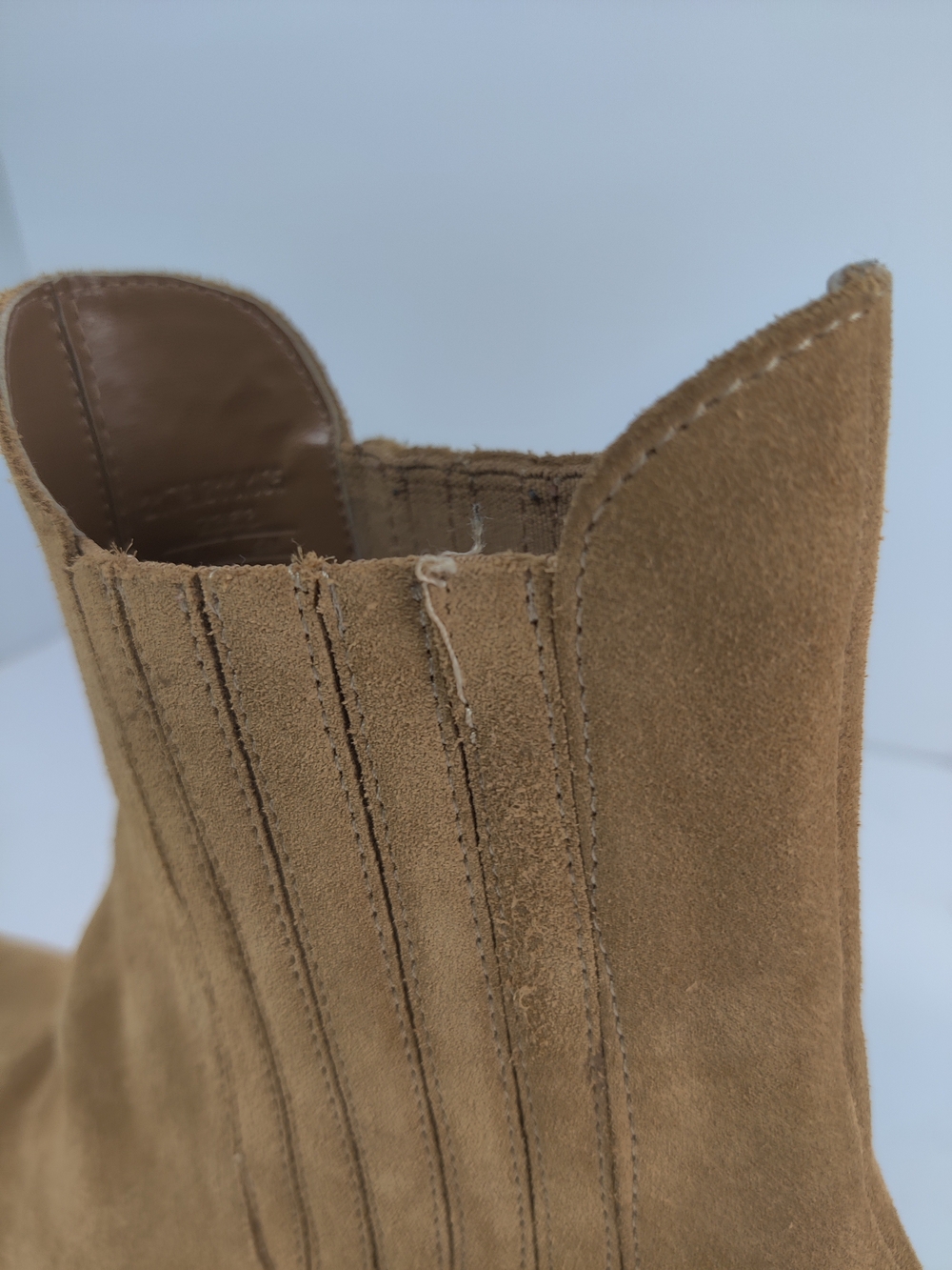 Zara Suede Cowboy Ankle Boots Camel Western Chelsea Cuban Heel Women’s 8 - Picture 11 of 16